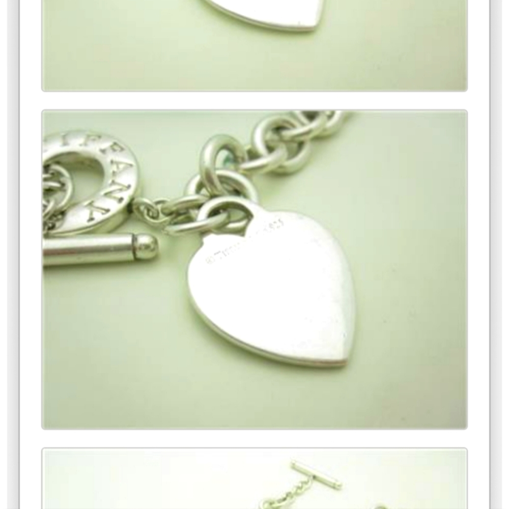 Tiffany & Co Sterling Silver Heart Tag Toggle Necklace 16.5"in